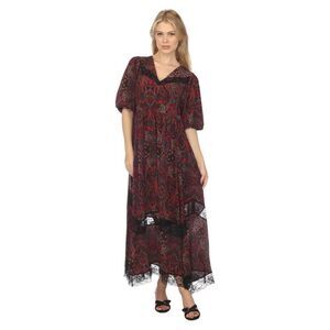 Johnny Was Dame Silk Paisley Lace Inset Midi Dress M